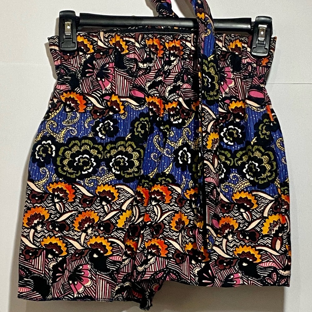 Artsy Festival Boho Tie Waist Shorts Spring Summer Bohemian Small